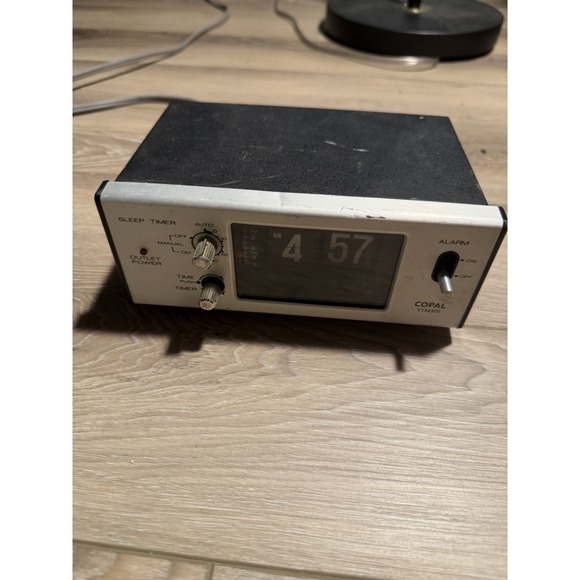 Copal MG-111 Flip Clock Vintage Alarm Black MCM 70s Space Age Japan Works